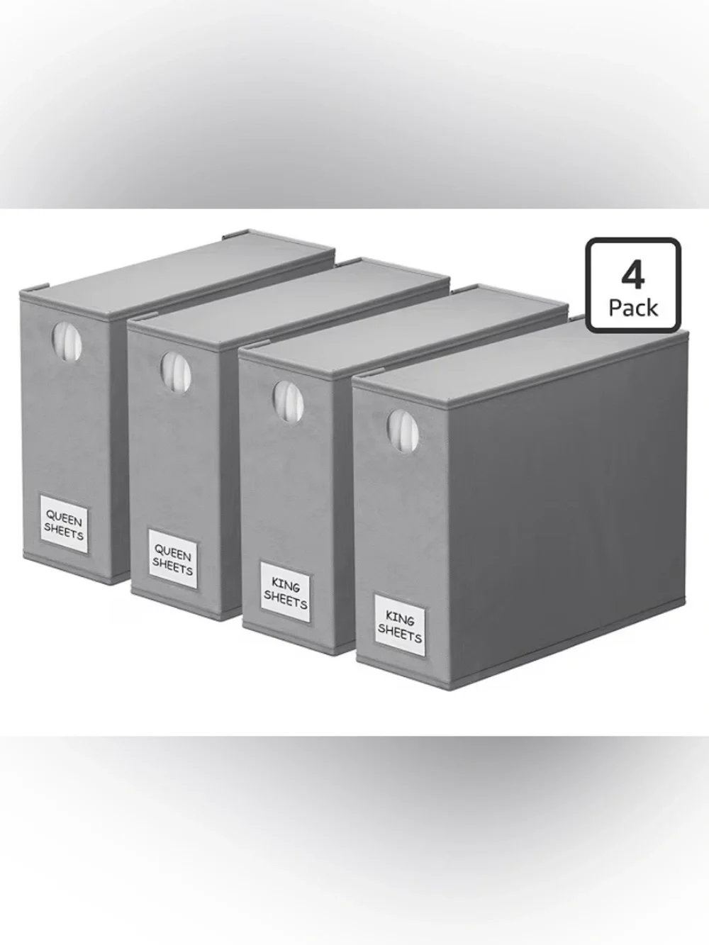 Grey Full, Queen and King Sheet Organizers - Set of 4
